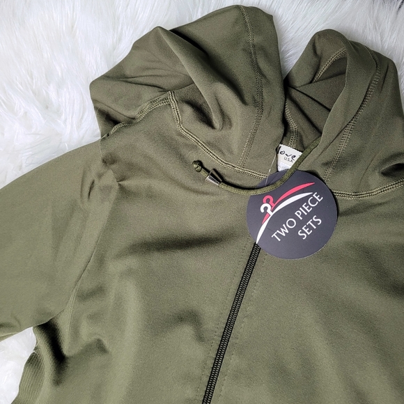Nwt Seamless Zip Up Hoodie Jacket And Leggings Set Olive - Picture 5 of 6